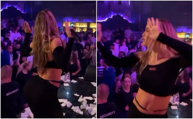 VIDEO/ Fustani transparent “tradhton” Xhensilën në mes të koncertit, këngëtarja zbulon më shumë se ç’duhet gjatë kërcimit sensual